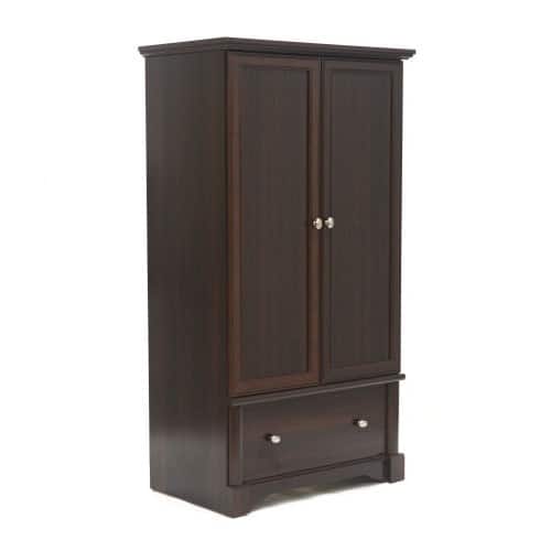 Hivvago - Rustic Cherry Drawer and Garment Rod Wardrobe Armoire - Brown