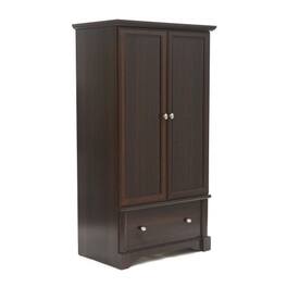 Hivvago - Rustic Cherry Drawer and Garment Rod Wardrobe Armoire - Brown