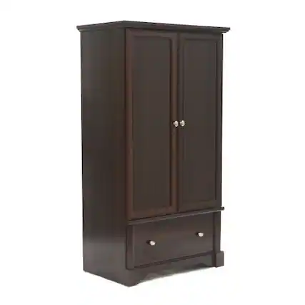 Front. Hivvago - Rustic Cherry Drawer and Garment Rod Wardrobe Armoire - Brown.