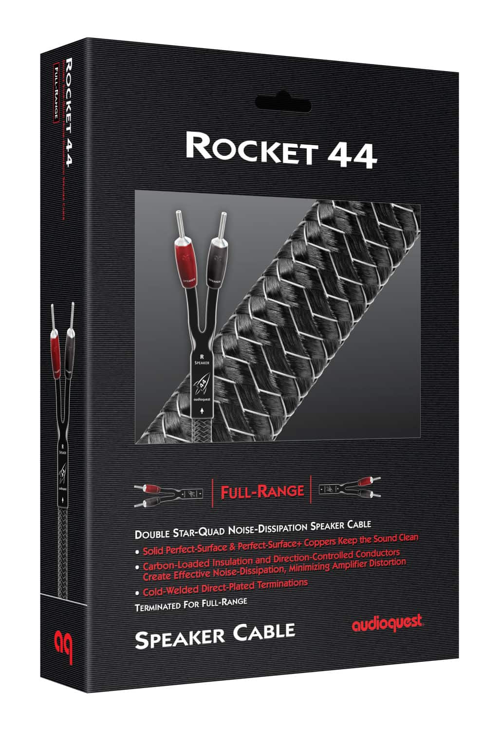 FULL-RANGE ROCKET 44 SPEAKER CABLE BOX SET
The Rocket 44 speaker cable box set is a full-range speaker cable that features a double star-quad configuration for enhanced performance. The cable is made with solid copper conductors and has a noise-dissipation design that minimizes amplifier distortion. The cable also includes a carbon-loaded noise-dissipation circuit that helps to keep the sound clean and maintain a perfect-surface conductor. The Rocket 44 speaker cable is terminated with effective direct-plated terminations and cold-welded connectors for a secure connection. The box set includes a speaker cable and a speaker plug, making it a complete solution for your audio needs.