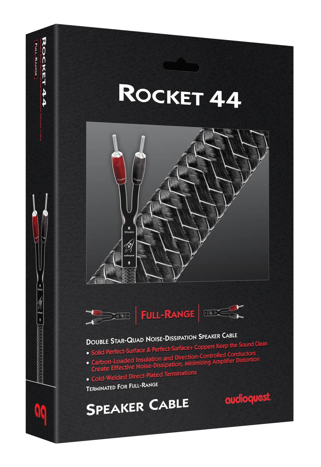 FULL-RANGE ROCKET 44 SPEAKER CABLE BOX SET

The Rocket 44 speaker cable box set is a full-range speaker cable that features a double star-quad configuration for enhanced performance. The cable is made with solid copper conductors and has a noise-dissipation design that minimizes amplifier distortion. The cable also includes a carbon-loaded noise-dissipation circuit that helps to keep the sound clean and maintain a perfect-surface conductor. The Rocket 44 speaker cable is terminated with effective direct-plated terminations and cold-welded connectors for a secure connection. The box set includes a speaker cable and a speaker plug, making it a complete solution for your audio needs.