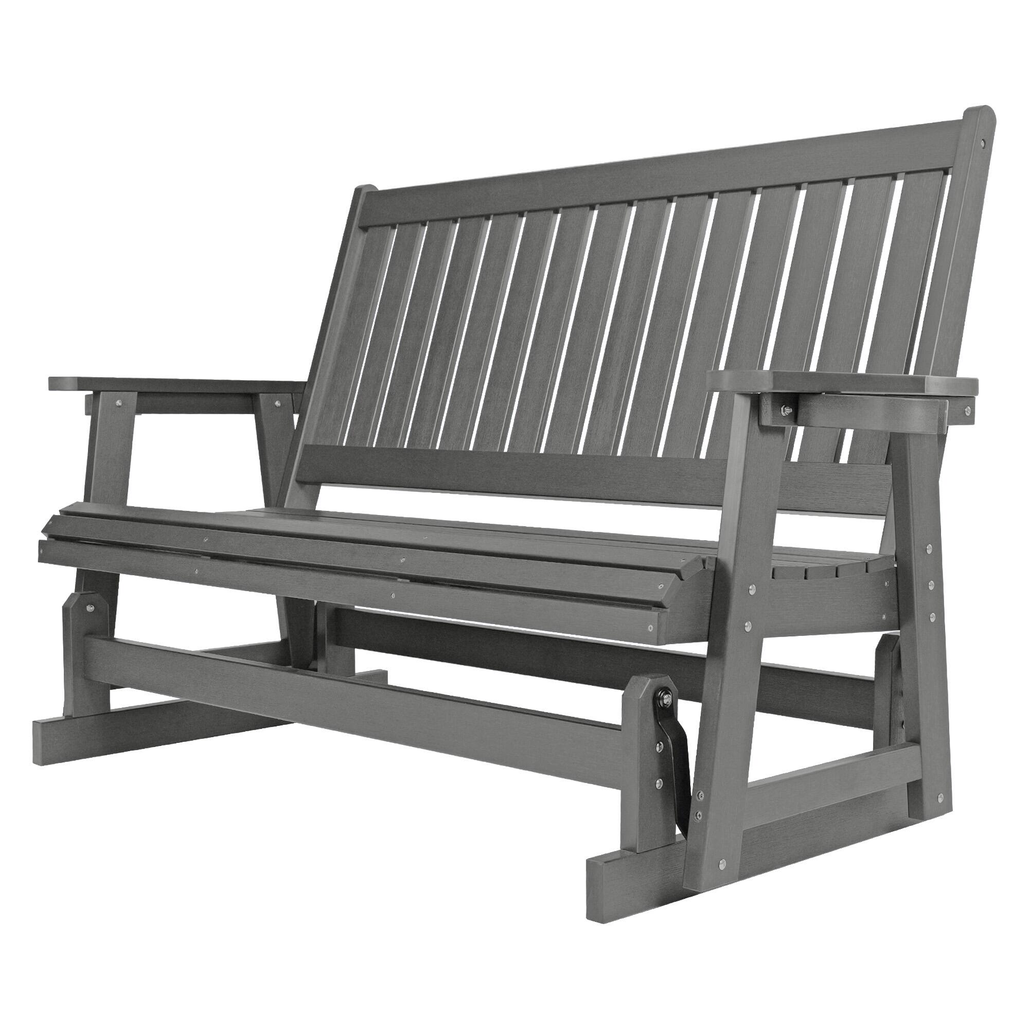 Alt View 4. Fortune Candy - HIPS Patio Glider with Cup Holders, Sturdy & Durablel, All-Weather Resistant, for Outdoor, Porch, Patio（3-Seater） - Deep Gray.