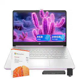 HP - Stream 14" HD Laptop, Intel N150, 8GB RAM, 128GB UFS+128GB DOCKING STATION, 1 Year Office 365, Win 11 S - Purple