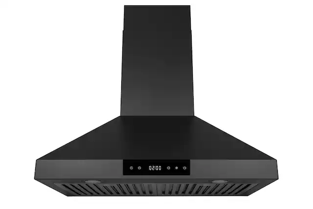 Front. Hauslane - Hauslane Range Hood Wall Mount 30" Ducted or Ductless Kitchen Vent Hood - WM538 - Matte Black.