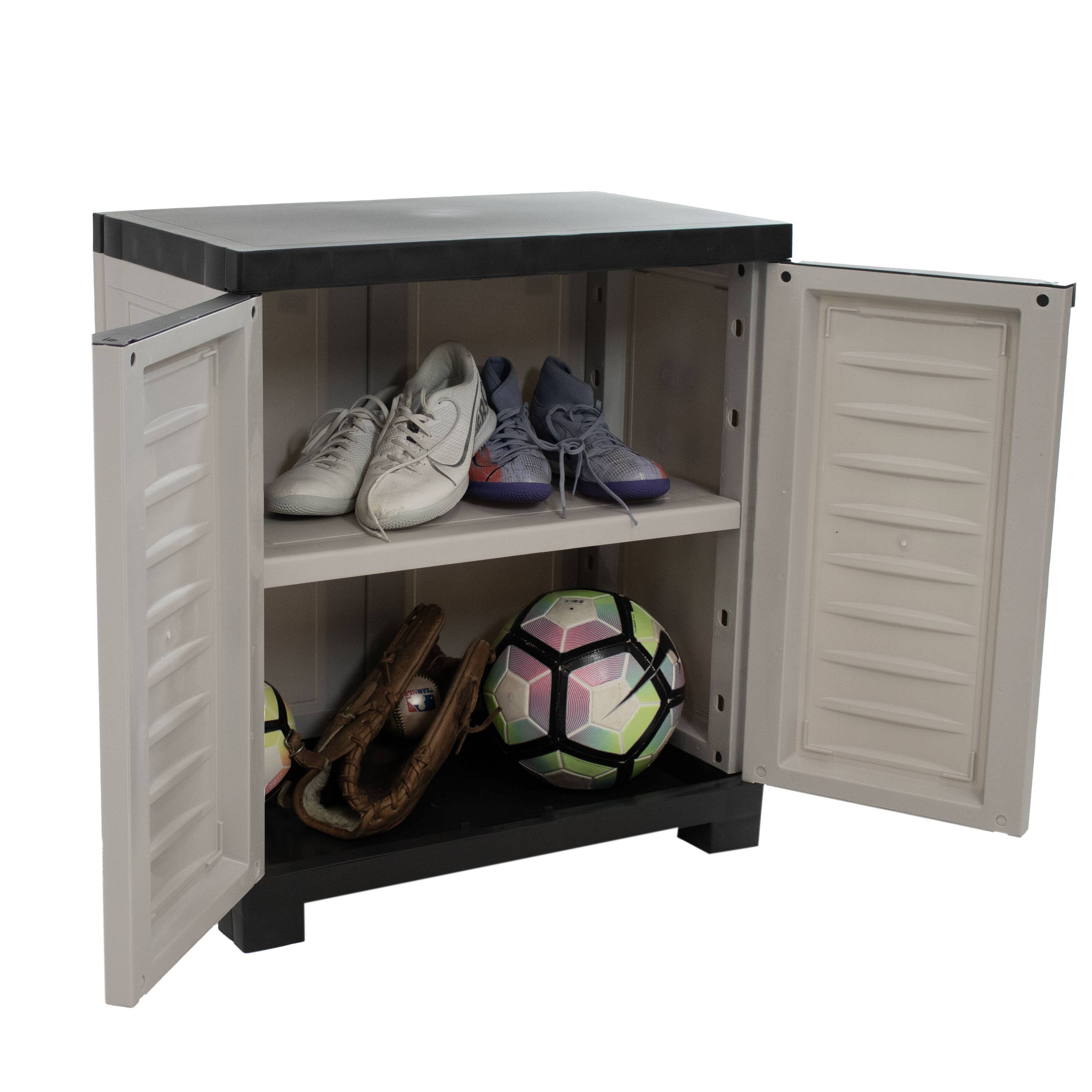 Alt View 9. Sunnydaze - Heavy-Duty Plastic Storage Cabinet with Adjustable Shelf - Gray.