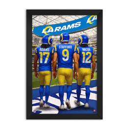 Sporticulture - Davante Adams, Matthew Stafford & Puka Nacua Los Angeles Rams Framed Three-Player Art Print - Blue