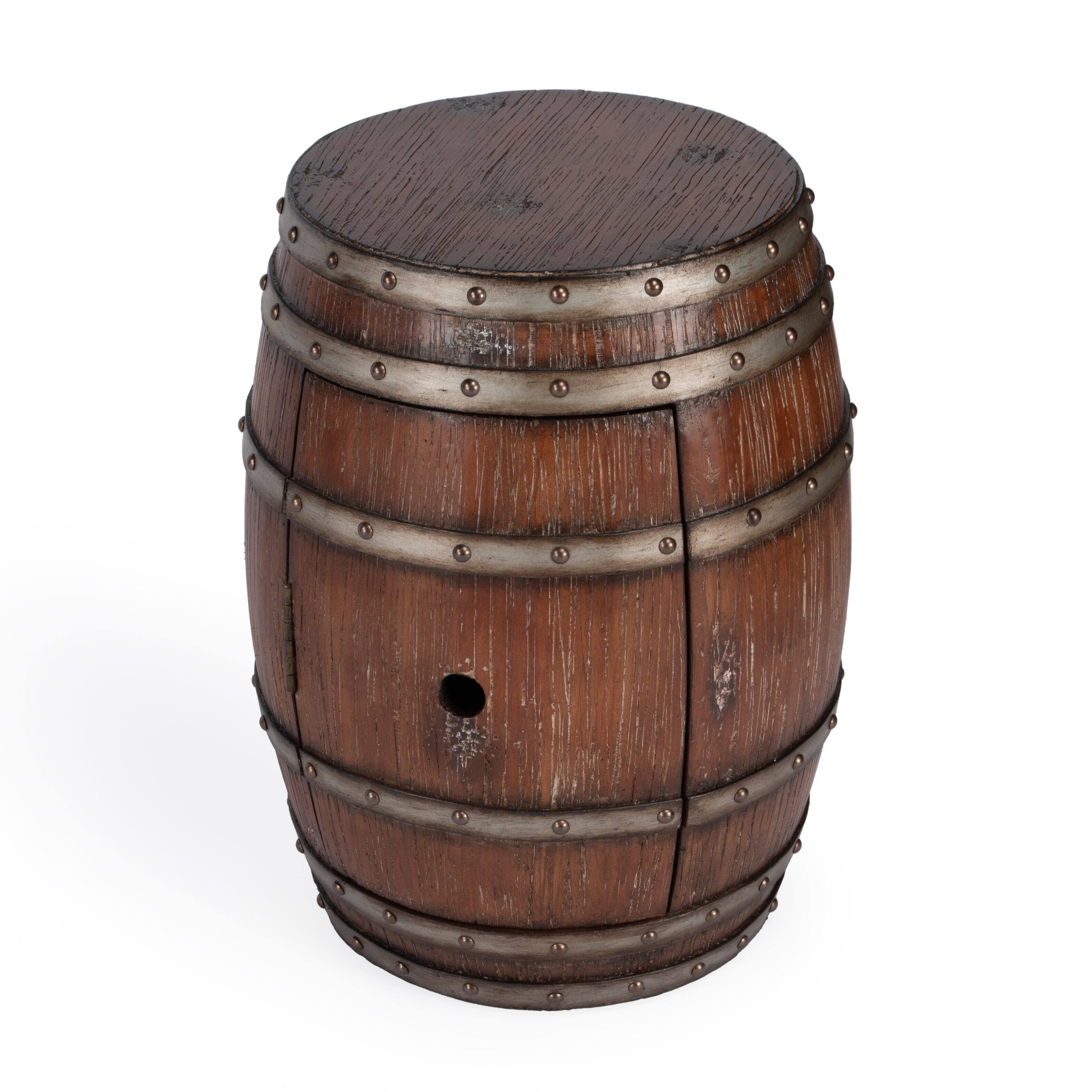 Front. Butler Specialty - Calumet 15.75 in. W Round Wood Rustic 1 Door Barrel Side Table - Dark Brown.