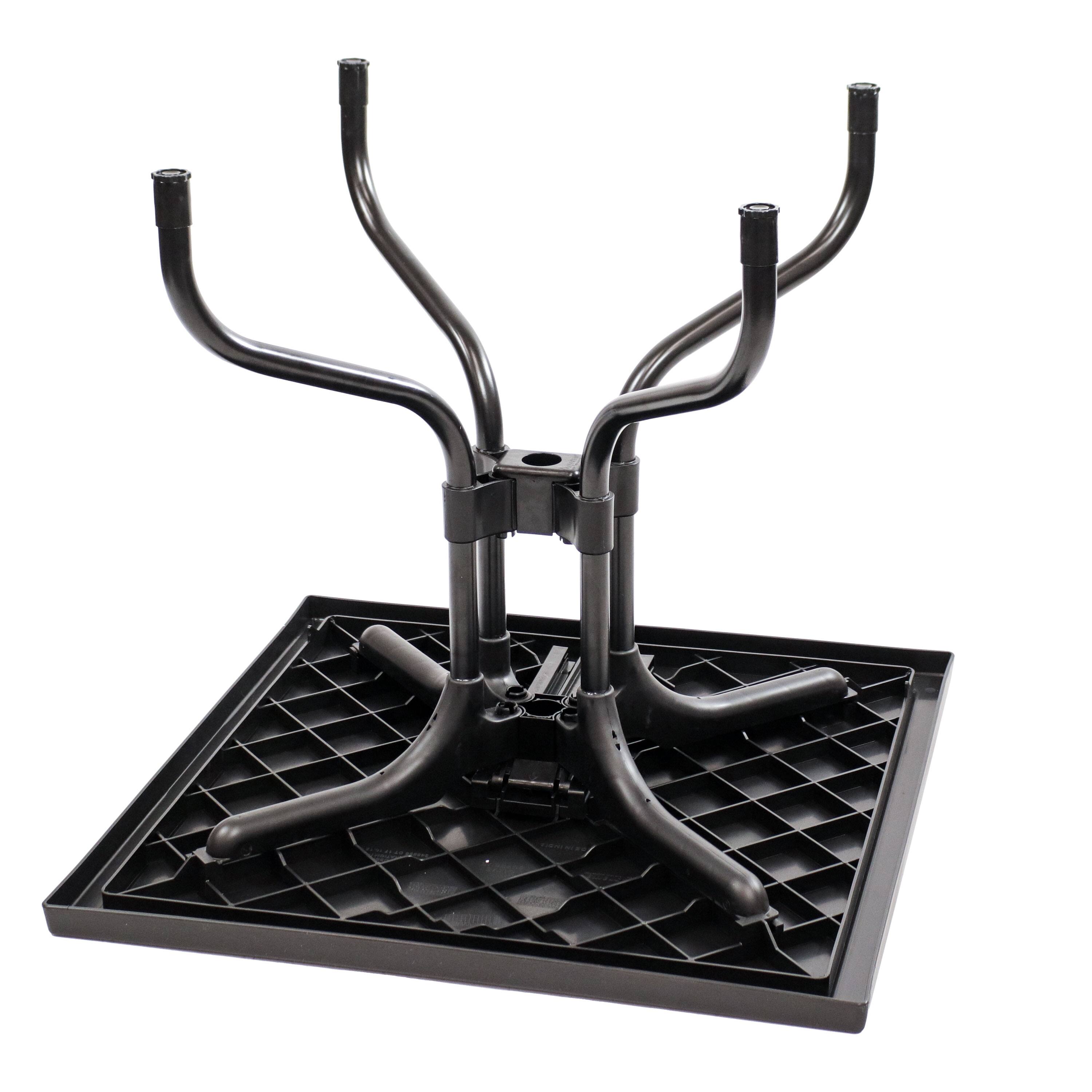 Alt View 5. Sunnydaze - Square Plastic Top Outdoor Dining Table with Iron Legs - Black.