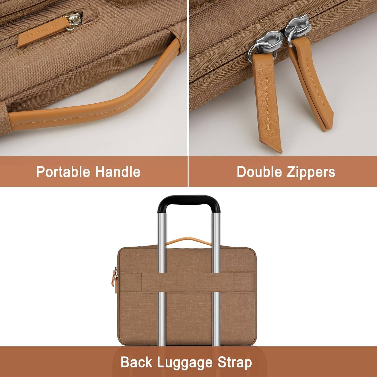 Portable Handle  
Double Zippers  
Back Luggage Strap