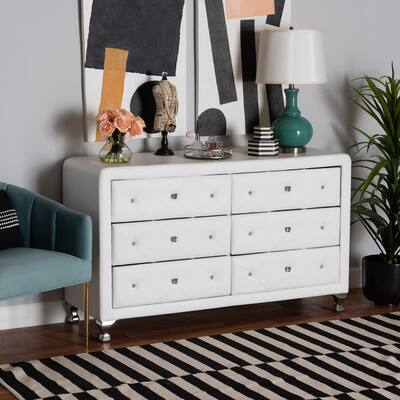 Baxton Studio Luminescence Faux Leather Upholstered Dresser White 5420 - Best Buy Baxton Studio Luminescence Faux Leather Upholstered Dresser White 5420 - Best Buy