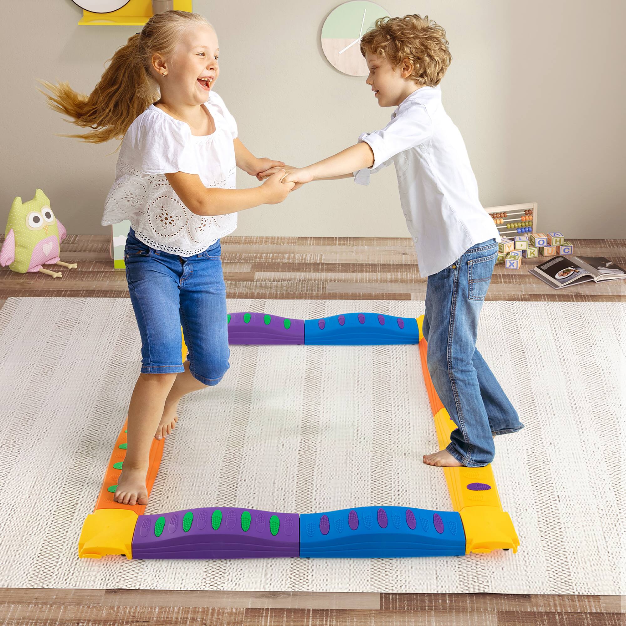Alt View 1. Gymax - Gymax Colored Balance Beams for Kids w/ Non-slip Textured Surface Bottom Pad - Multicolor.