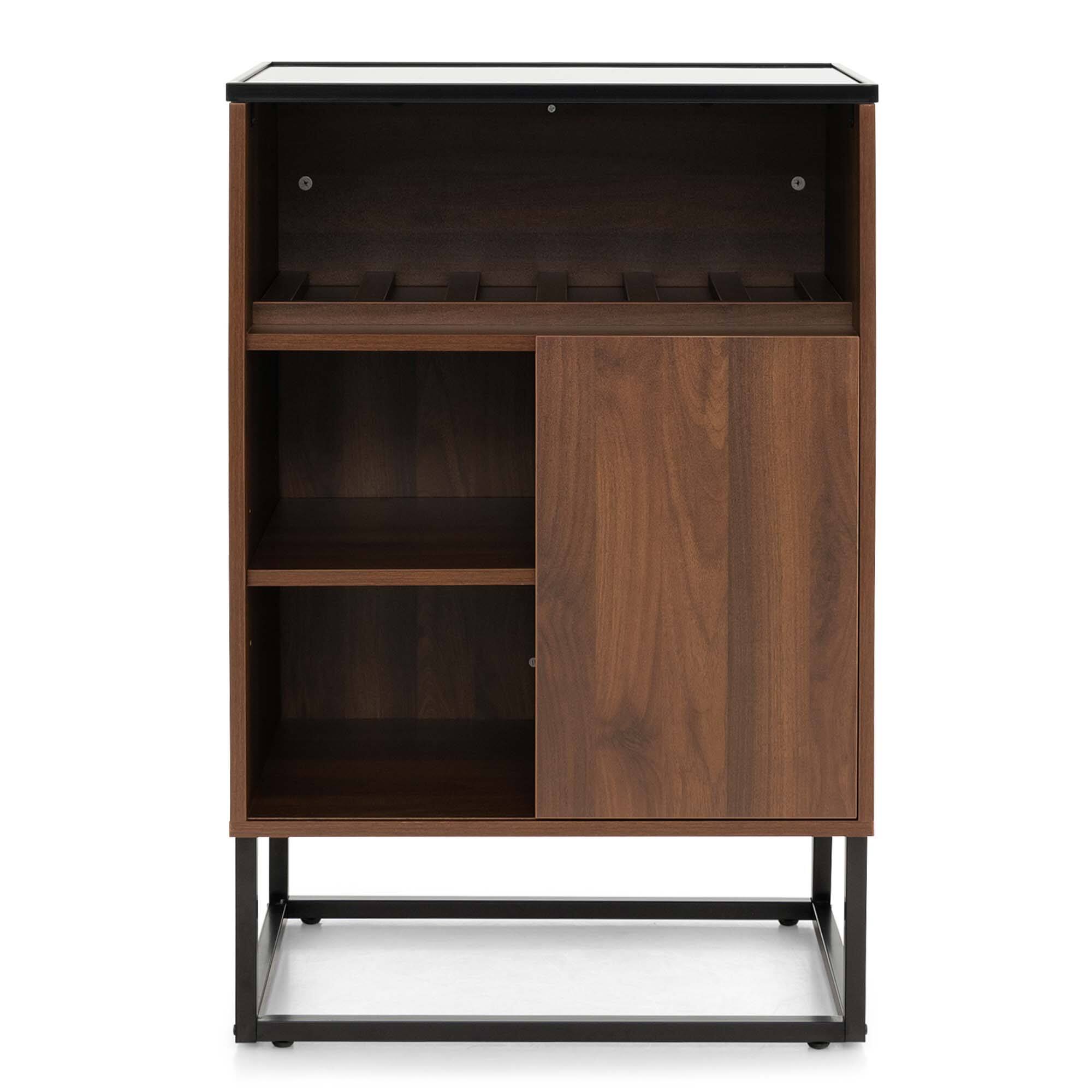 Alt View 1. Costway - Wine Storage Cabinet Buffet Sideboard with Adjustable Shelf & Sliding Door Kitchen - Brown/Black.