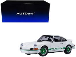 Porsche 911 Carrera 2.7 RS Grand Prix with Green Stripes and Wheels 1/18 Model Car by Autoart - White