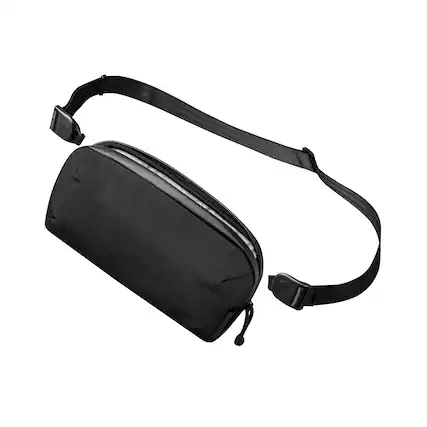 Front. ALPAKA - Flight Pouch Pro Passport Holder for Travel,Small Crossbody Bag for Men, phone holder bag,RFID sleeves for credit cards - Black Axoflux 400D Ripstop Nylon.