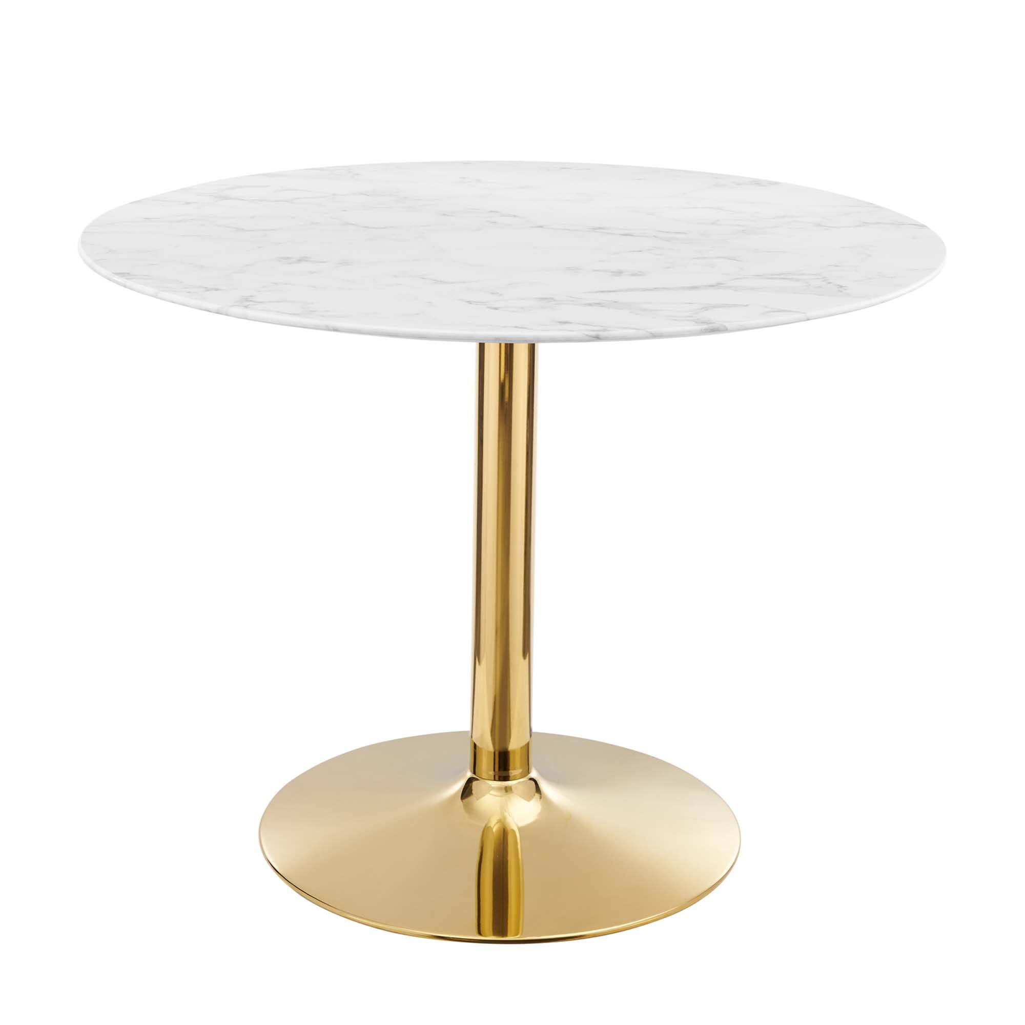 Angle. Modway - Verne 40" Artificial Marble Dining Table by Modway - Gold White.
