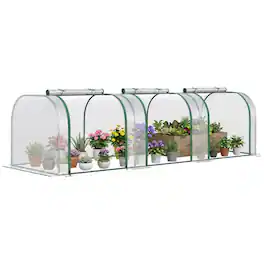 PULUZ - 9.7' L x 3' W x 2.5' H Portable Tunneled Greenhouse with 3 Zippered Doors, Water/UV Fighting PVC Cover
