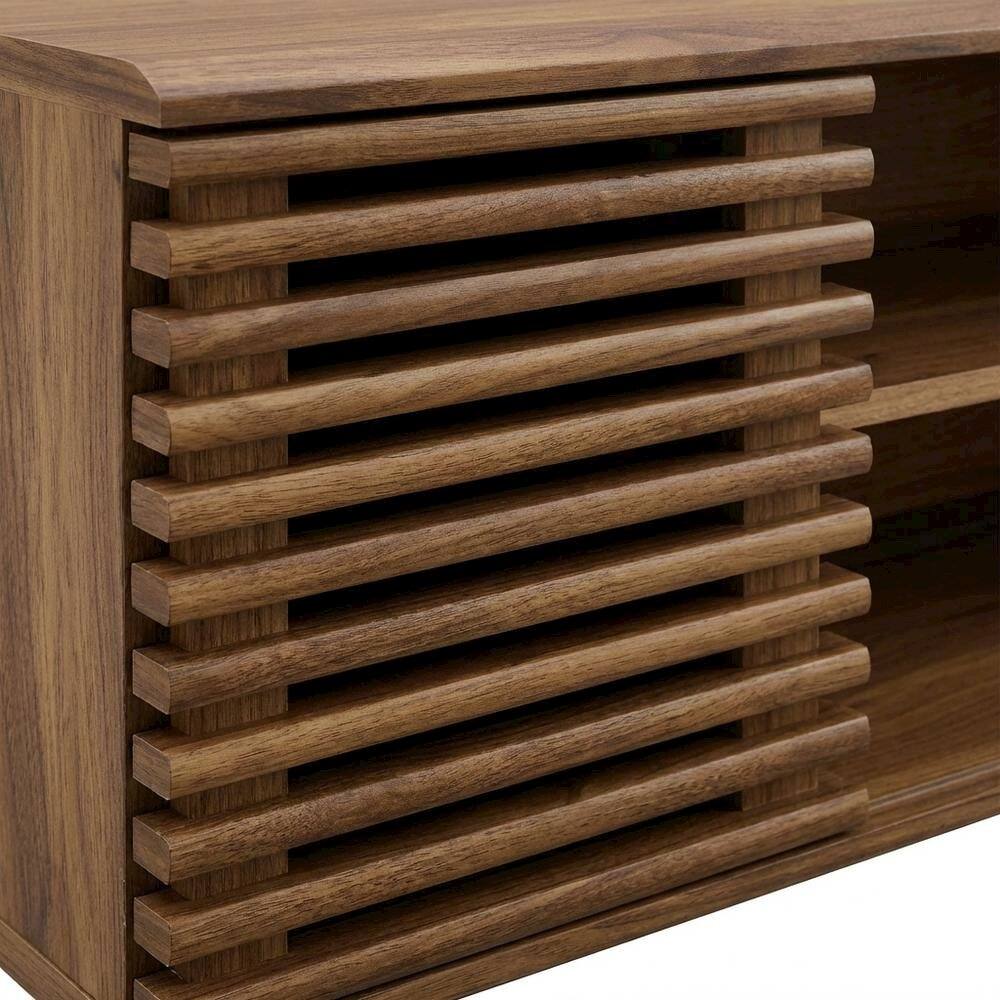 Alt View 1. FurniFact - Wooden brown wall-mount TV console with sleek design and sturdy build - Brown.