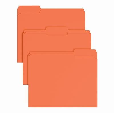 Front. Staples - Staples File Folder, 1/3-Cut Tab, Letter Size, Orange, 100/Pack (ST62728) - Orange.