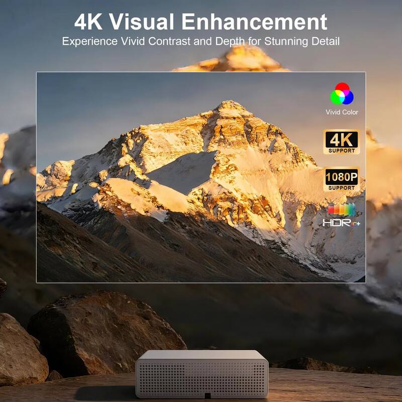 4K Visual Enhancement  
Experience Vivid Contrast and Depth for Stunning Detail  

Vivid Color  
4K SUPPORT  
1080P SUPPORT  
HDR+