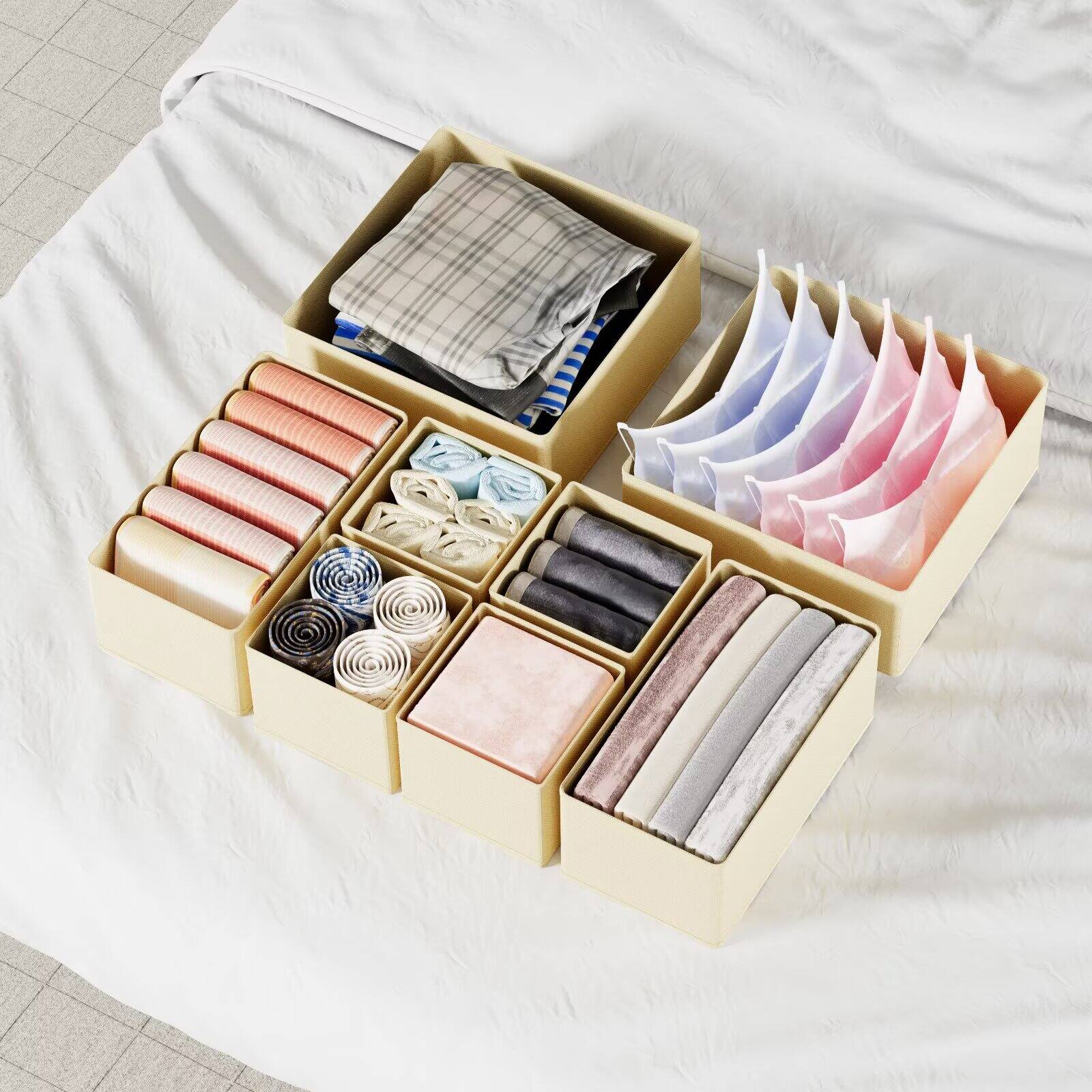 Alt View 2. Tooloton - Closet Drawer Organizers, 12-Pack Storage Bins and Drawer Dividers (Beige) - Beige.