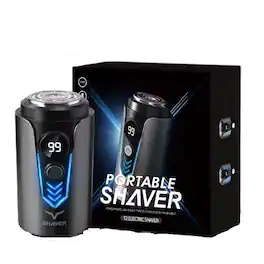 Cluzine - Mini Digital Display Electric Shaver for Men, Rechargeable Portable Beard Trimmer with USB Power Supply - Gray