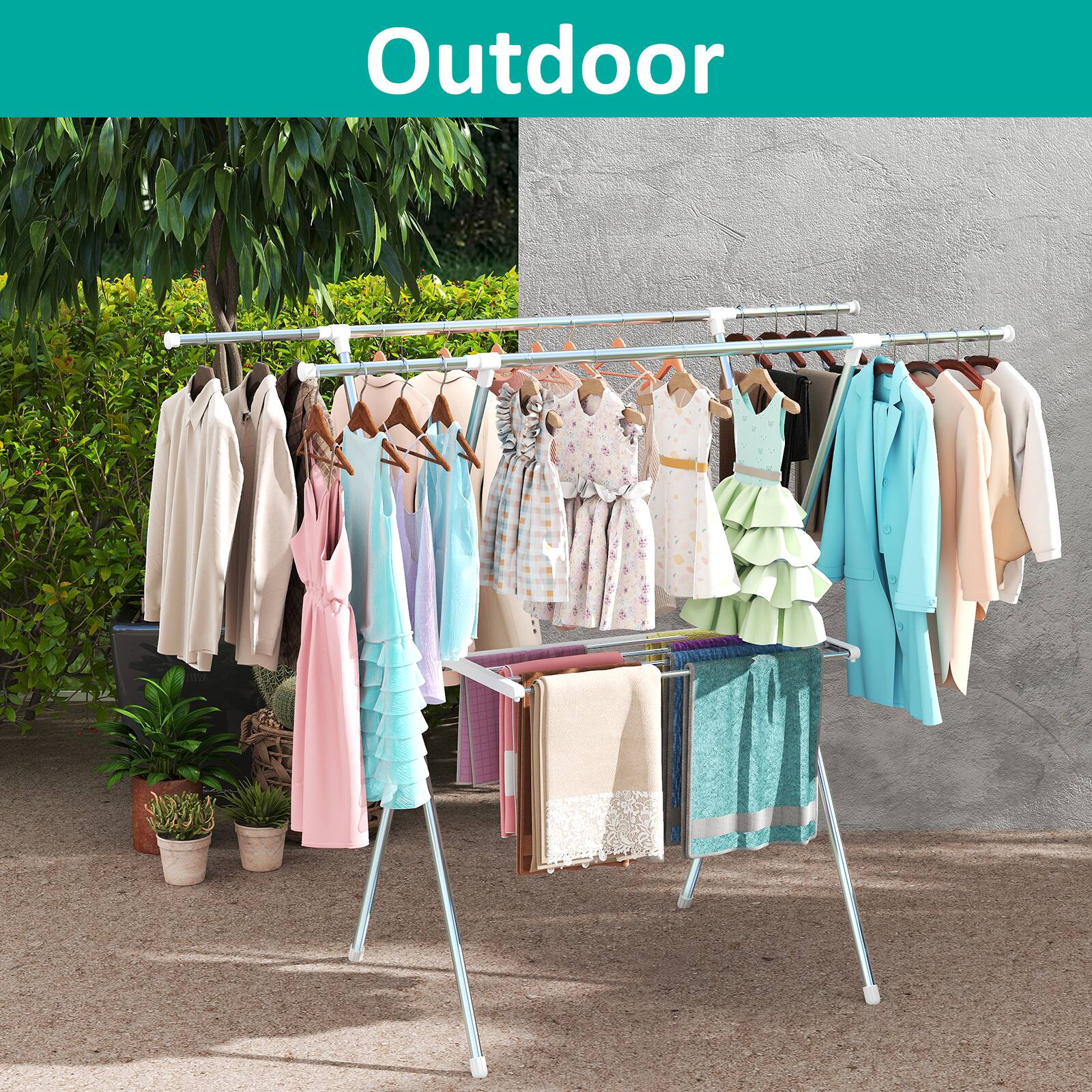 Alt View 4. Sugift - Clothes Drying Rack Portable Folding Dryer Hanger Drying Stand for Clothes - Silver.