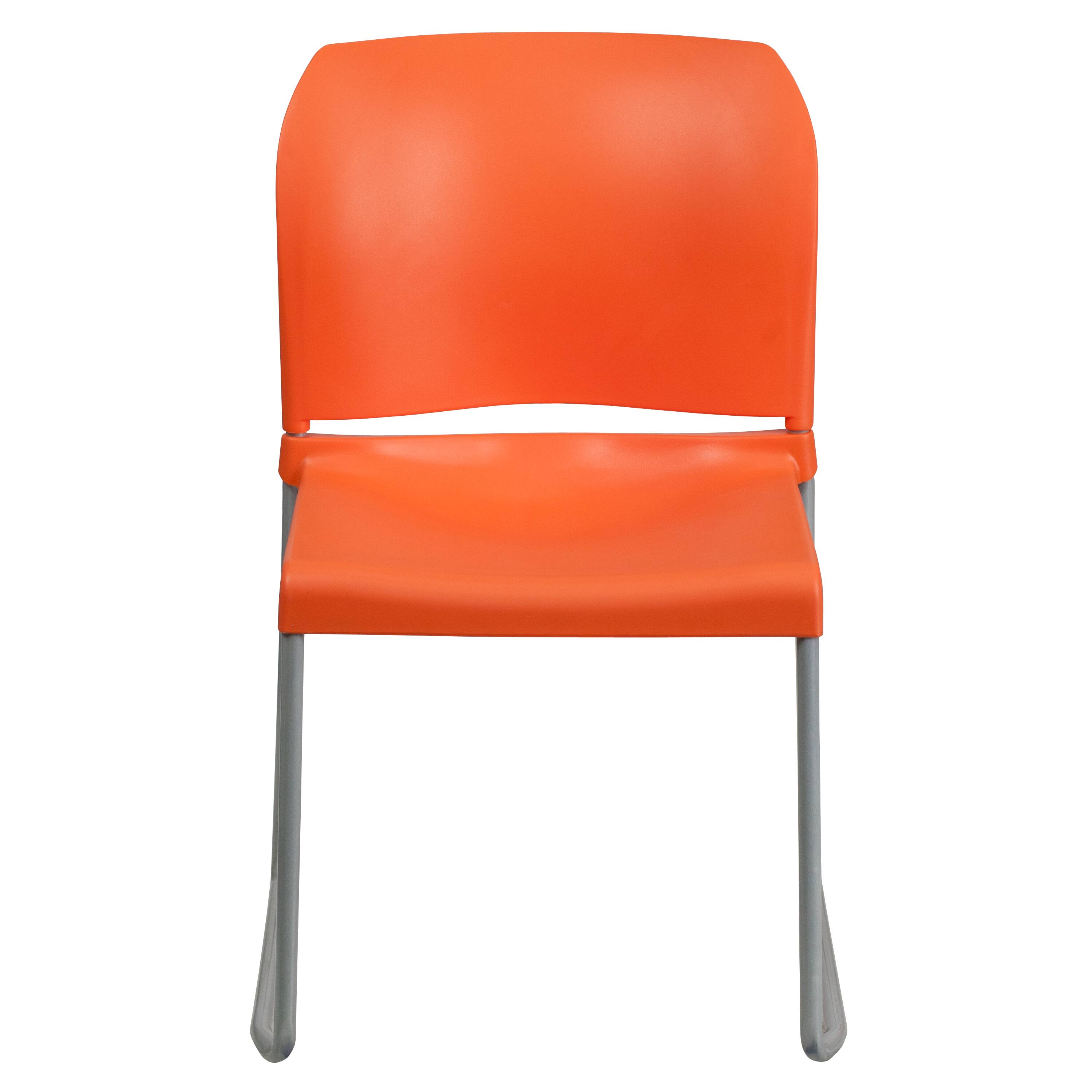 Alt View 9. Emma + Oliver - Home and Office Guest Chair Full Back Contoured Sled Base Stack Chair - Orange.