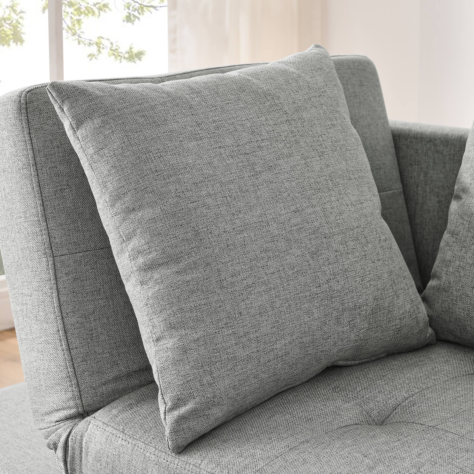 Back. Tiramisubest - Convertible Sleeper Sofa Chair,Adjustable Backrest Recliner with Wheels,Modern Linen Fabric for Living Room,Grey - Grey.