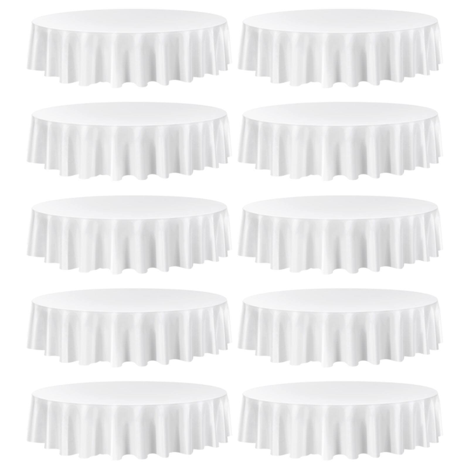 Alt View 5. VEVOR - White Round Tablecloths 10 Pack, 90 Inches in Diameter, Stain- & Wrinkle- Resistant, Machine Washable Table Clothes - White.