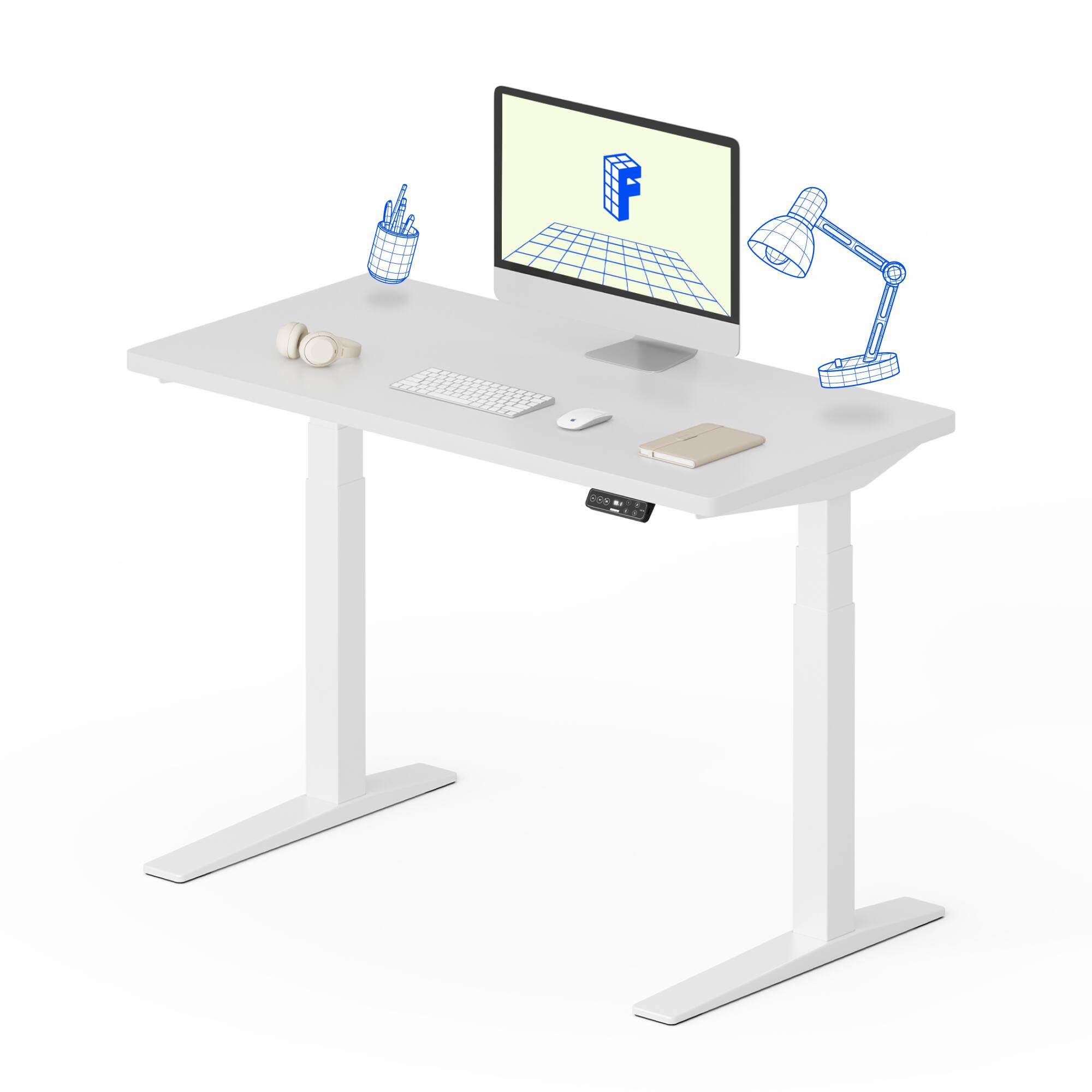 Alt View 6. FlexiSpot - FlexiSpot E7Pro 48''W Electric Adjustable Standing Desk Chipboard, White/White - White.