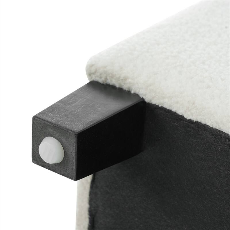 Alt View 7. HTUTWOO - Ottoman Bench with Storage - Boucle Surface, Rubber Wood Legs, 300 lbs Capacity, MDF/Pine/Plywood Construction - White.