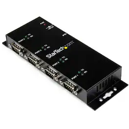 Startech - USB to Serial Adapter Hub - 4 Port - Industrial - Wall Mount - Din Rail - COM Port Retention - FTDI USB Serial