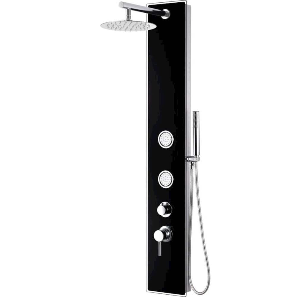 Alfi - Glass Shower Panel with 2 Body Sprays and Rain Shower Head - Black
