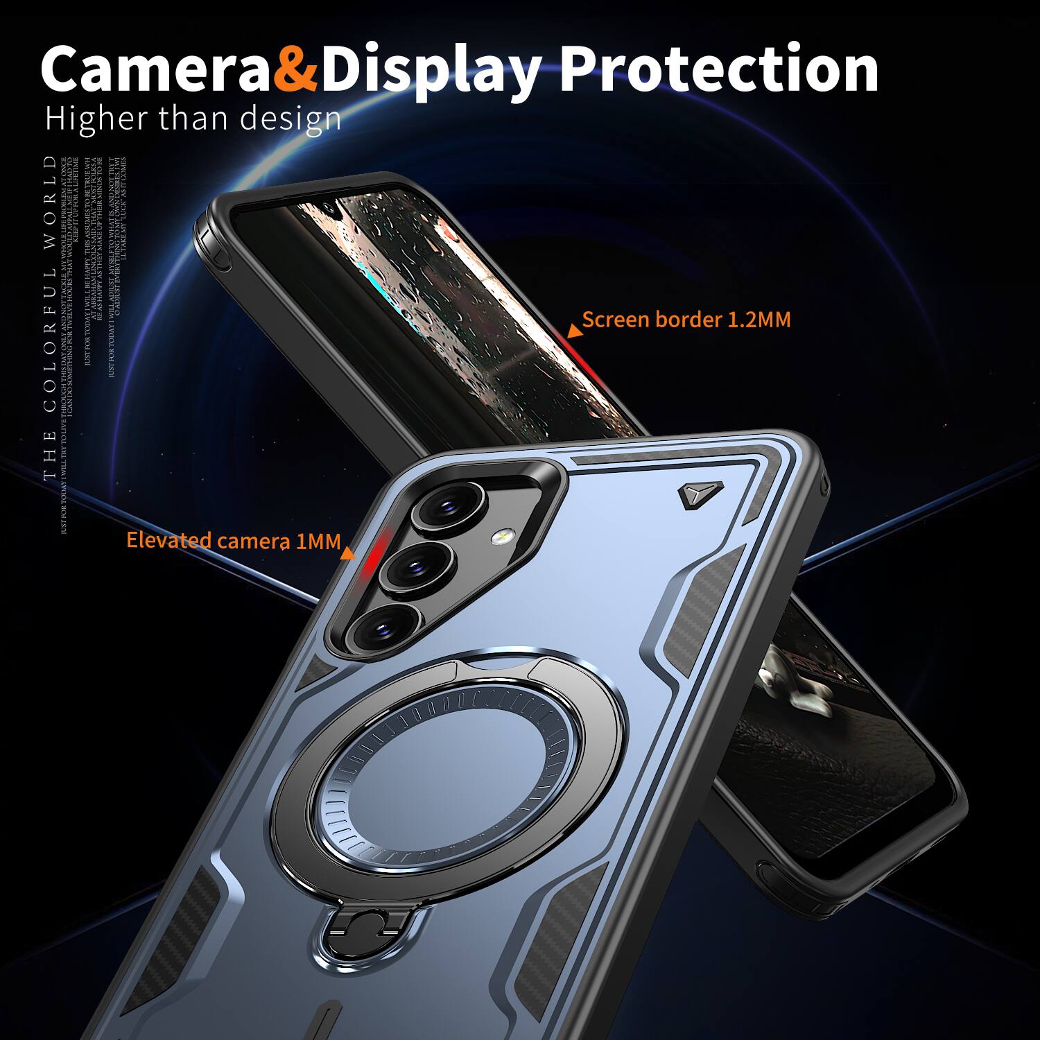 Camera & Display Protection  
Higher than design  

Screen border 1.2MM  
Elevated camera 1MM