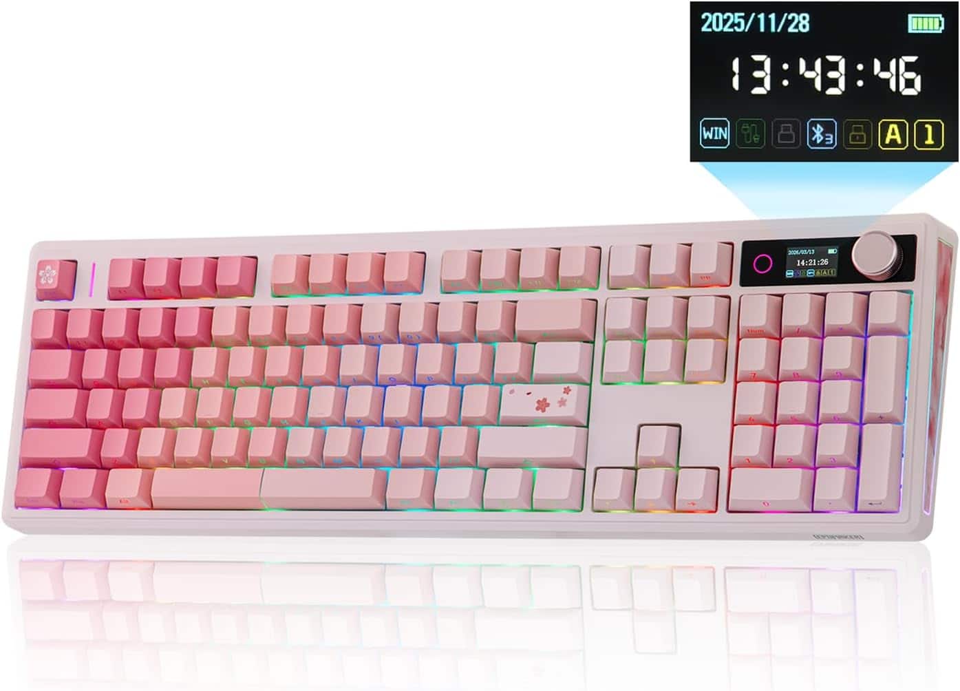 EPOMAKER - TH108 V2 PRO Full Size Mechanical Keyboard with Screen&Knob (Creamy Jade Switch) - Pink price history on PriceWatchPro