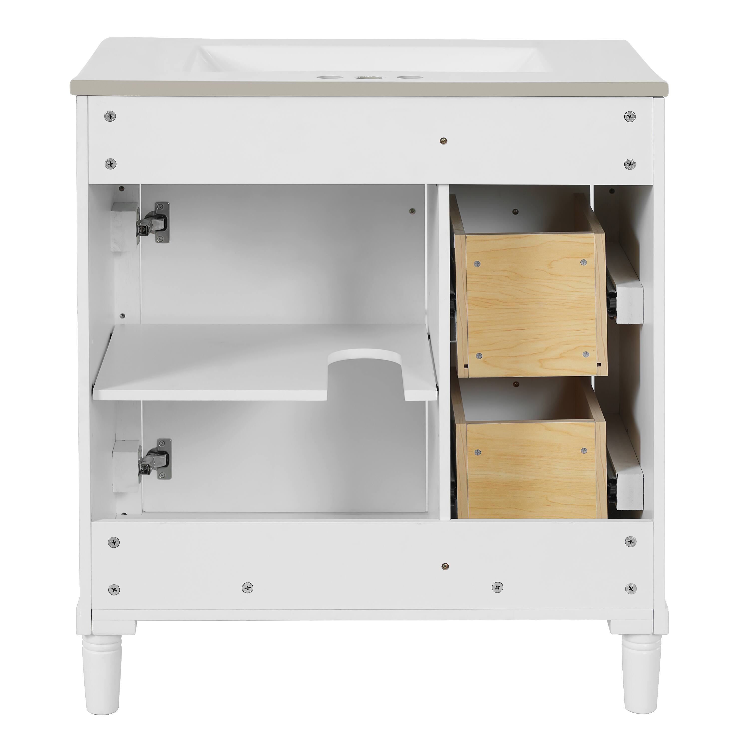 Alt View 8. Tiramisubest - 30" Bathroom Vanity with Sink, Bathroom Storage Vanity Cabinet w/Soft-Closing Door, Bathroom Cabinet with 2 Drawers - White.