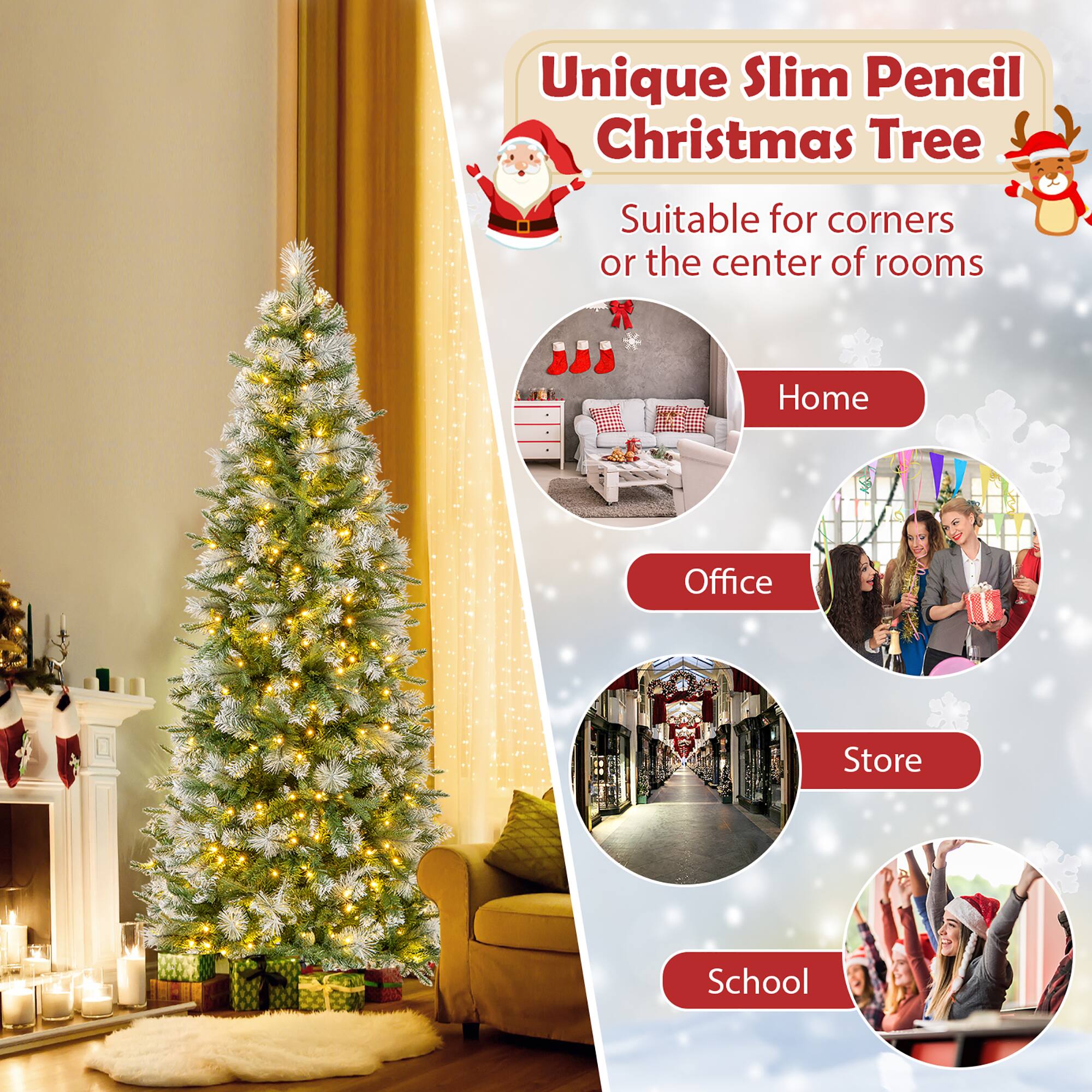 Unique Slim Pencil Christmas Tree  
Suitable for corners or the center of rooms  

Home  
Office  
Store  
School