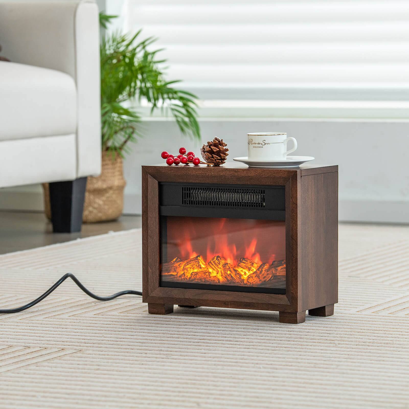 Alt View 3. Costway - Costway 13" Electric Fireplace Heater with Realistic Flame Effect Overheat Protection - Brown.