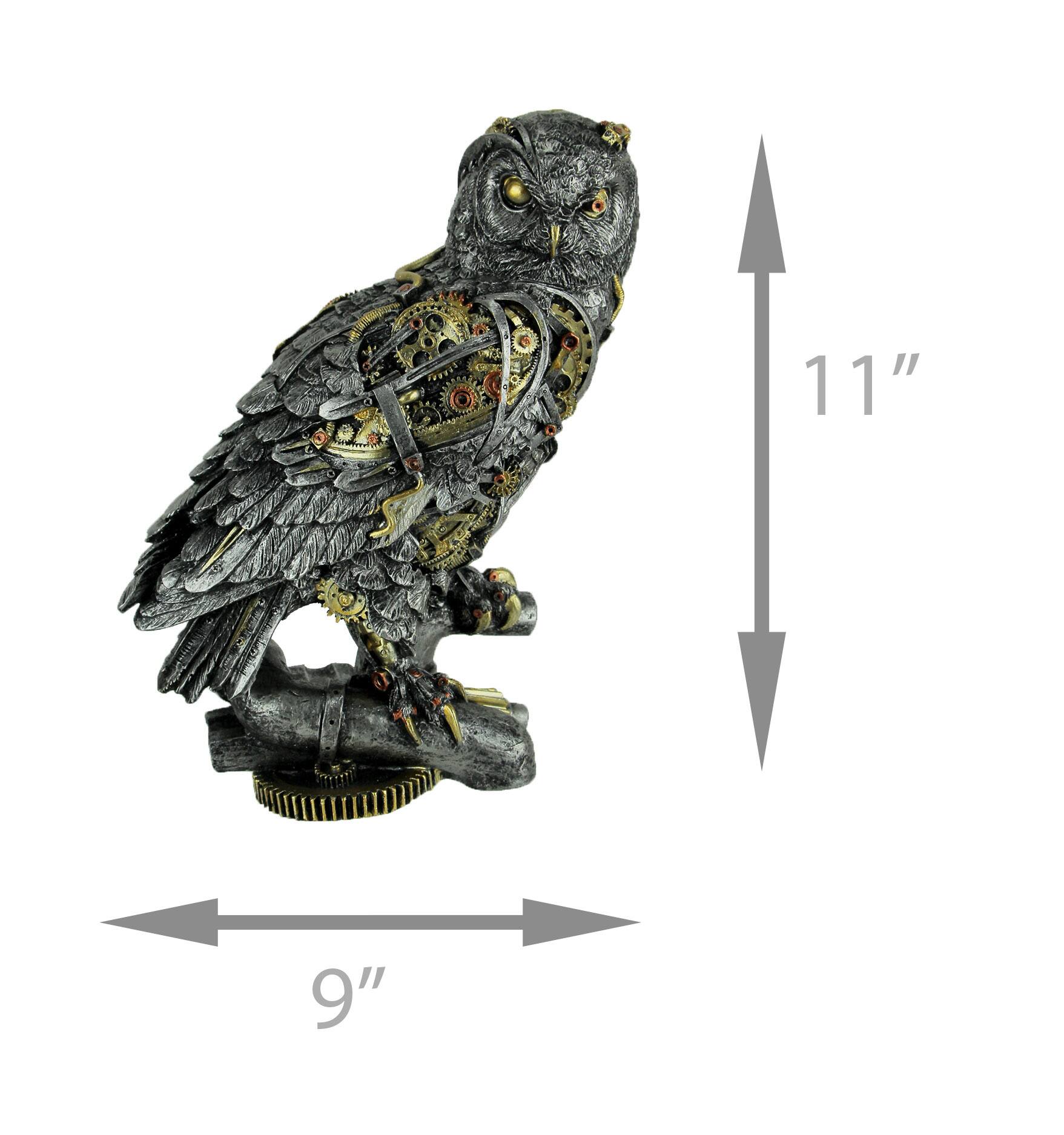 Alt View 3. Everspring Import Co. - Metallic Silver and Gold Gothic Steampunk Owl Statue - Silver.