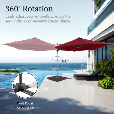 best 11-feet offset cantilever outdoor patio hanging umbrella 11x11 ft Square Aluminum - Double Top The curvy patio offset umbrella boasts a generous 10 Feet Offset Hanging Umbrella