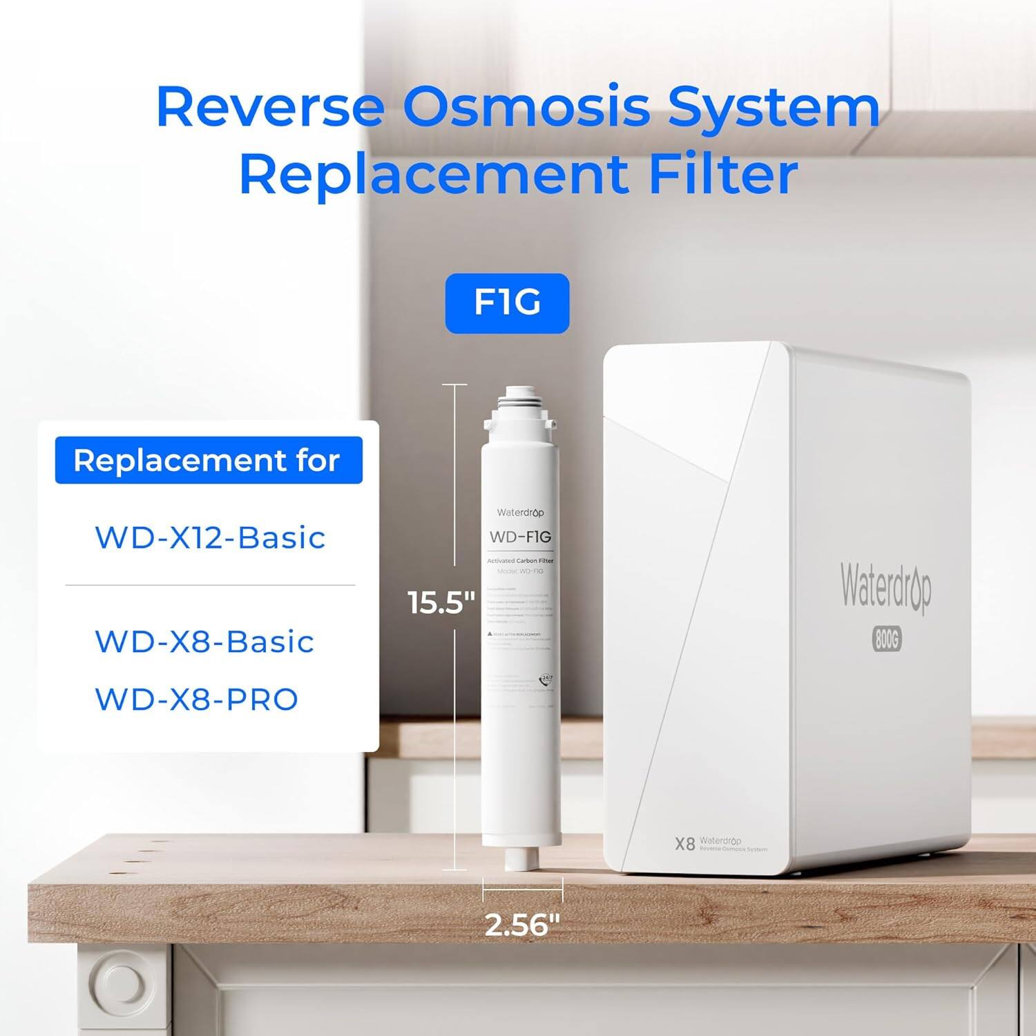 Reverse Osmosis System Replacement Filter

F1G

Replacement for
WD-X12-Basic
WD-X8-Basic
WD-X8-PRO

15.5"
2.56"