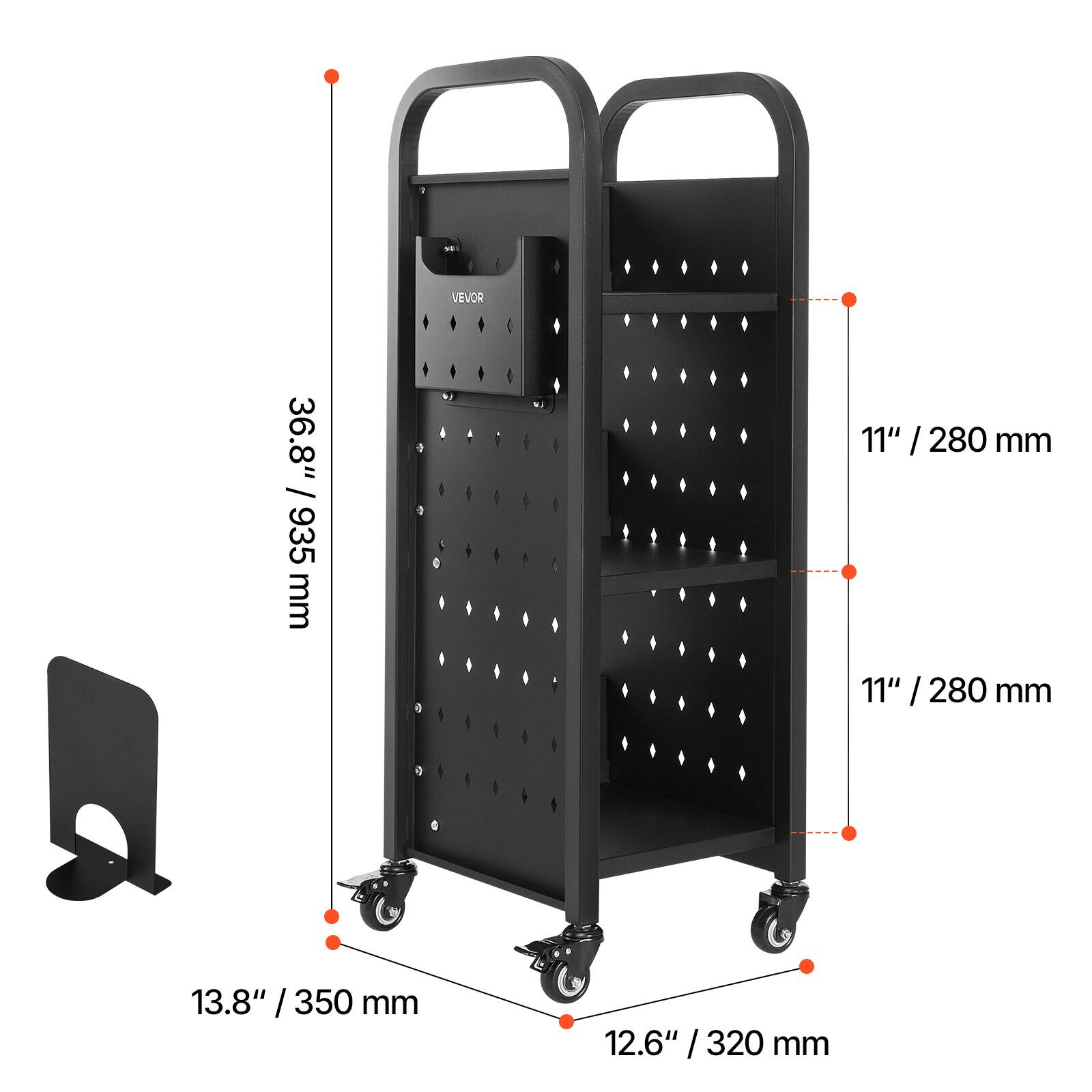 VEVOR  
36.8" / 935 mm  
11" / 280 mm  
11" / 280 mm  
13.8" / 350 mm  
12.6" / 320 mm