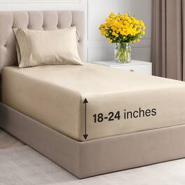 CGK Linens - Extra Deep Pocket 4 Piece Sheet Set - Soft Bed Sheets, Fits 18"-24" Mattresses - Twin XL - Cream