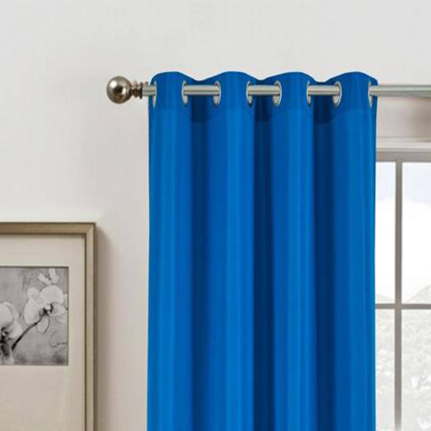 Angle. Olivia Gray - Olivia Gray Gilbert Solid Single Grommet Curtain Panel Pair - 54x84" Navy - Navy.