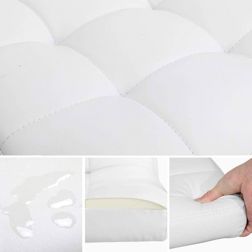 Back. Dazzed Corner - White PU Leather Office Chair with Wheels and Armrests, Mid-Back Adjustable Computer Desk Chair - White.