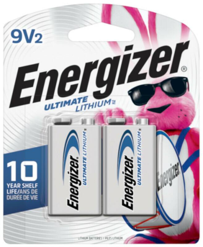 9V2 Energizer ULTIMATE LITHIUM  
10 YEAR SHELF LIFE/ANS DE DUREE DE VIE  
LITHIUM BATTERIES / PILES LITHIUM
