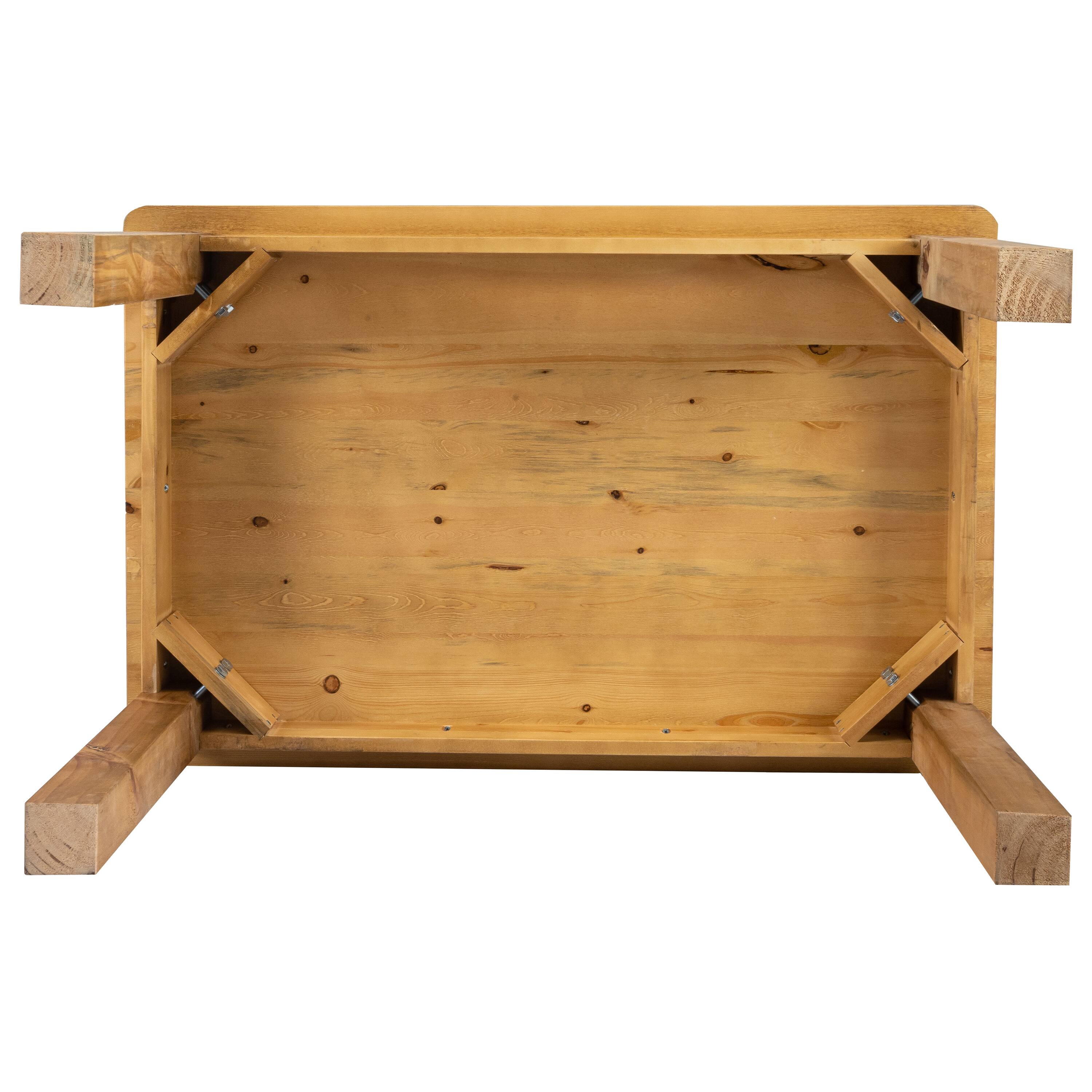 Alt View 5. Flash Furniture - HERCULES 46" x 30" Rectangular Antique Rustic Light Natural Solid Pine Farm Dining Table - Natural.