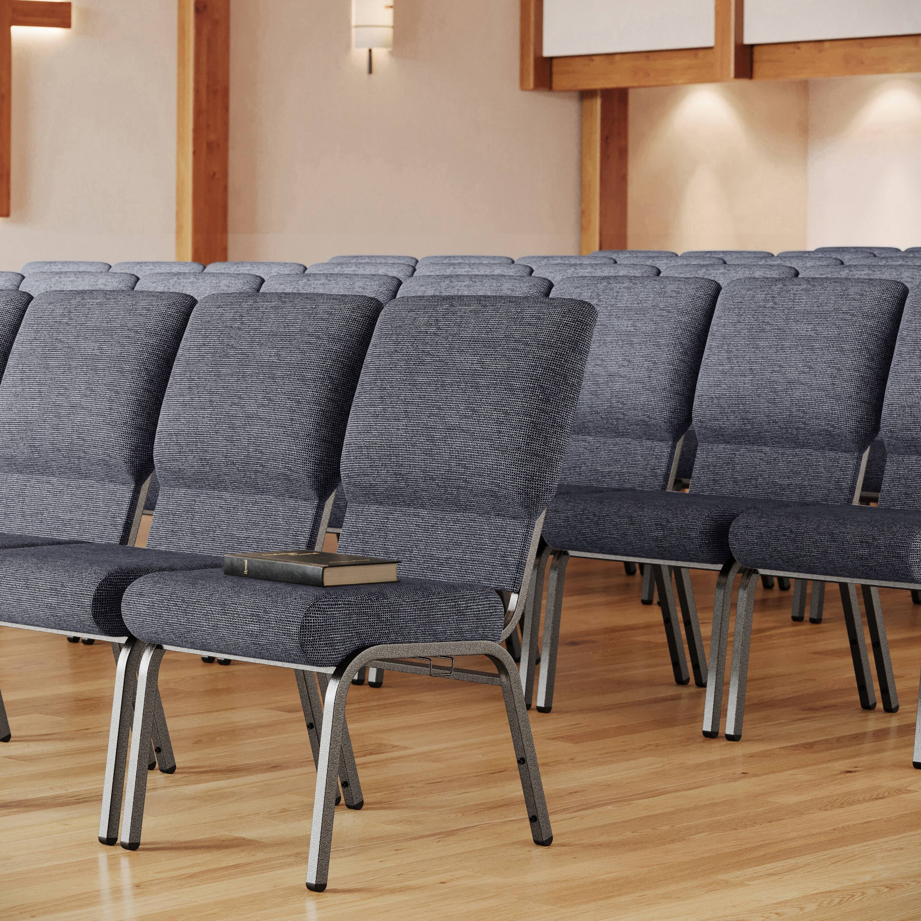 Alt View 1. Emma + Oliver - Church Chair 20.5 in. Wide - Black Marble Fabric/Black Frame.