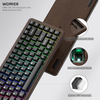 Womier WD75 V2 Wood 75% Mechanical Keyboard Wireless Gaming Womier WD75 V2 Wood 75% Mechanical Keyboard Wireless Gaming