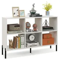 Costway - 6 Cube Storage Shelf Organizer Bedroom Bookcase Square Cubby Cabinet - White - Front_Zoom